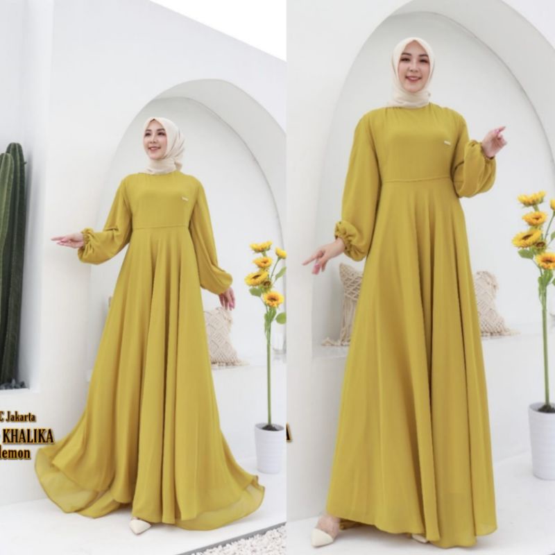 FASHION MUSLIM // GAMIS NEW KHALIKA // BAHAN CERUTY BABYDOLL FULL FURING // By Sinar Cahaya