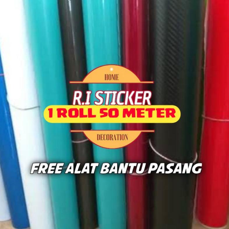 HARGA GROSIR PER ROLL (120 CM X 50 METER ) WALL STIKER SCKOTLET LEMARI DAN MEJA DAPUR POLOS PREMIUM 