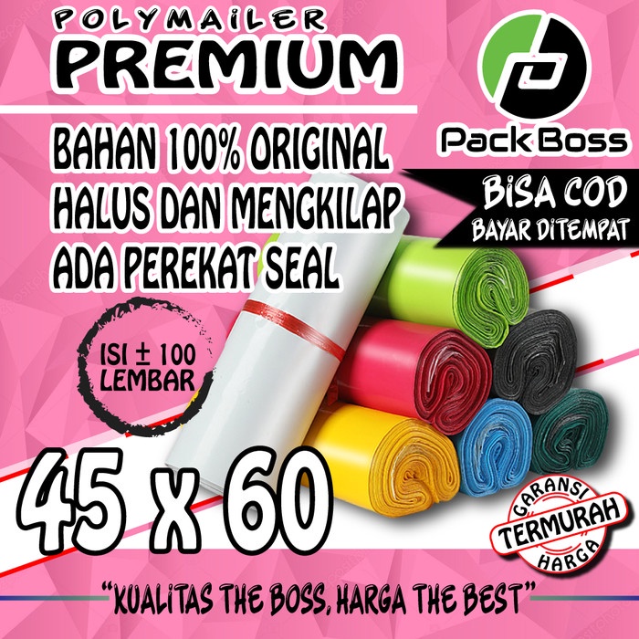 

Trendi Polymailer Packboss 45X60 Isi Â±100 Lembar *Kualitas Tebal 60Mc, Harg Trendi