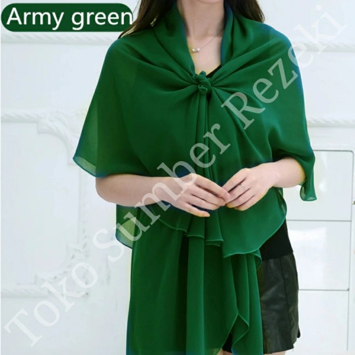 Scarf Syal Polos Scarf Hijau Plain Chiffon Shawl Selendang Kain Campur Green