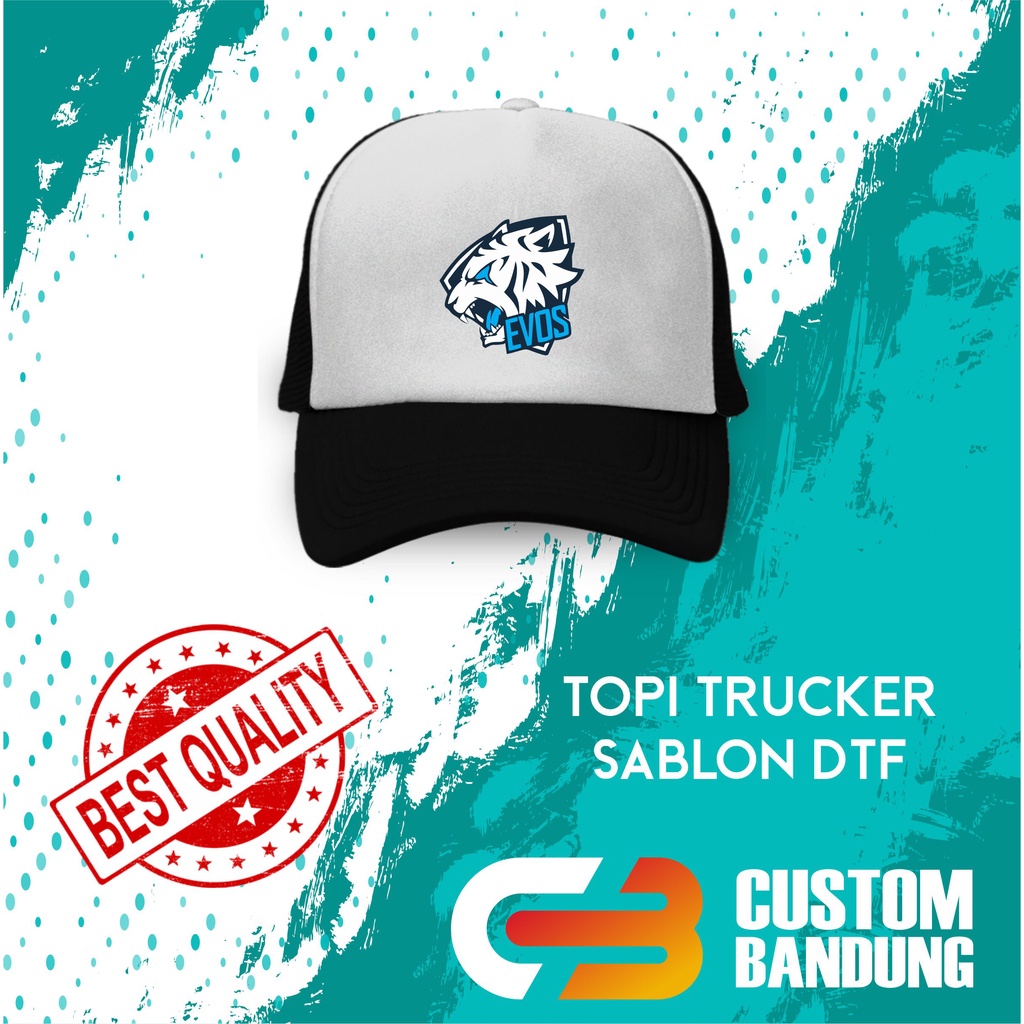 Topi Trucker EVOS ESPORT  Pria Wanita Topi Jaring Aura Jala Trucker Cap Bisa Tulis Nama Bisa COD Original High Premium Quality