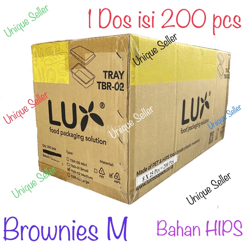 Jual 1 Dos Mika Brownies M Lux Sedang Medium Tanggung Isi 200 Pcs Tray Mika Brownies 