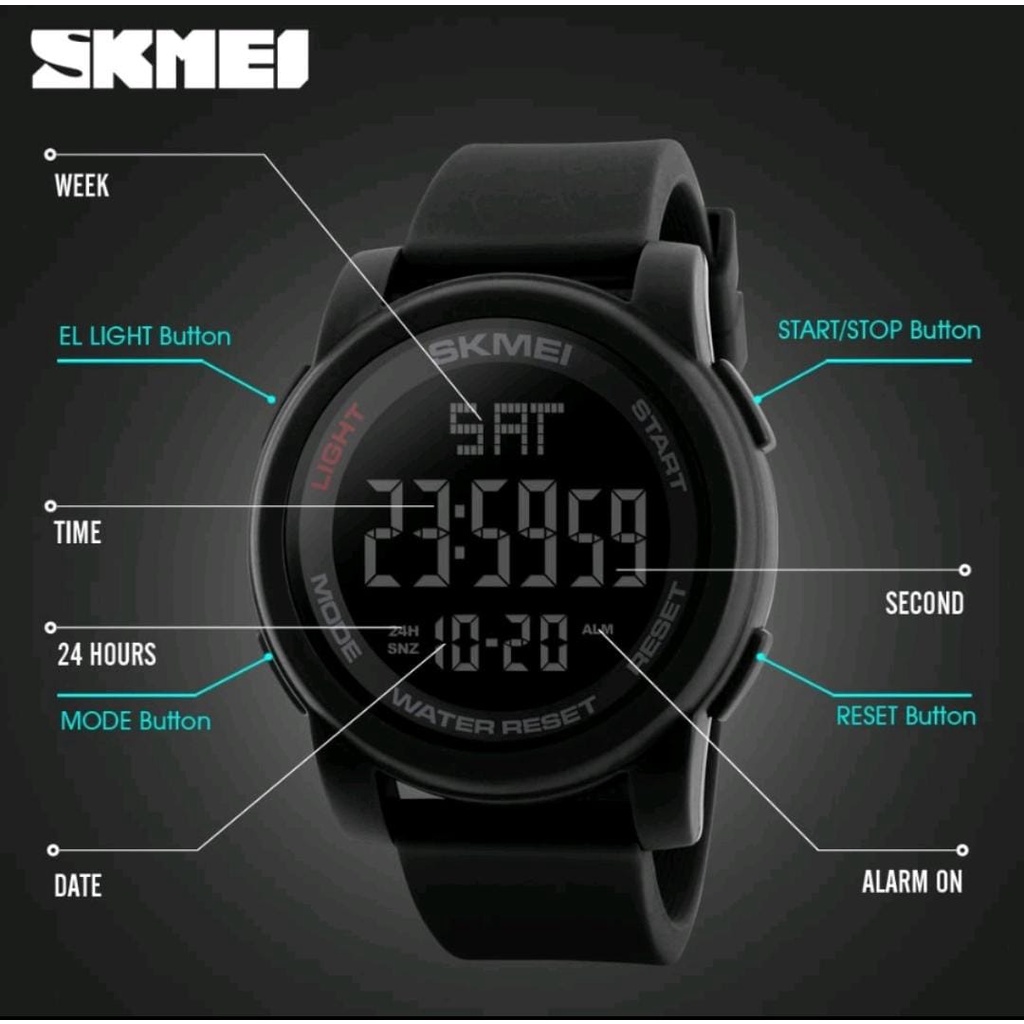 SKMEI 1257 JAM TANGAN PRIA SPORT DIGITAL STRAP RUBBER ANTI AIR JAM TANGAN PRIA KASUAL SPORT MAN WATCH