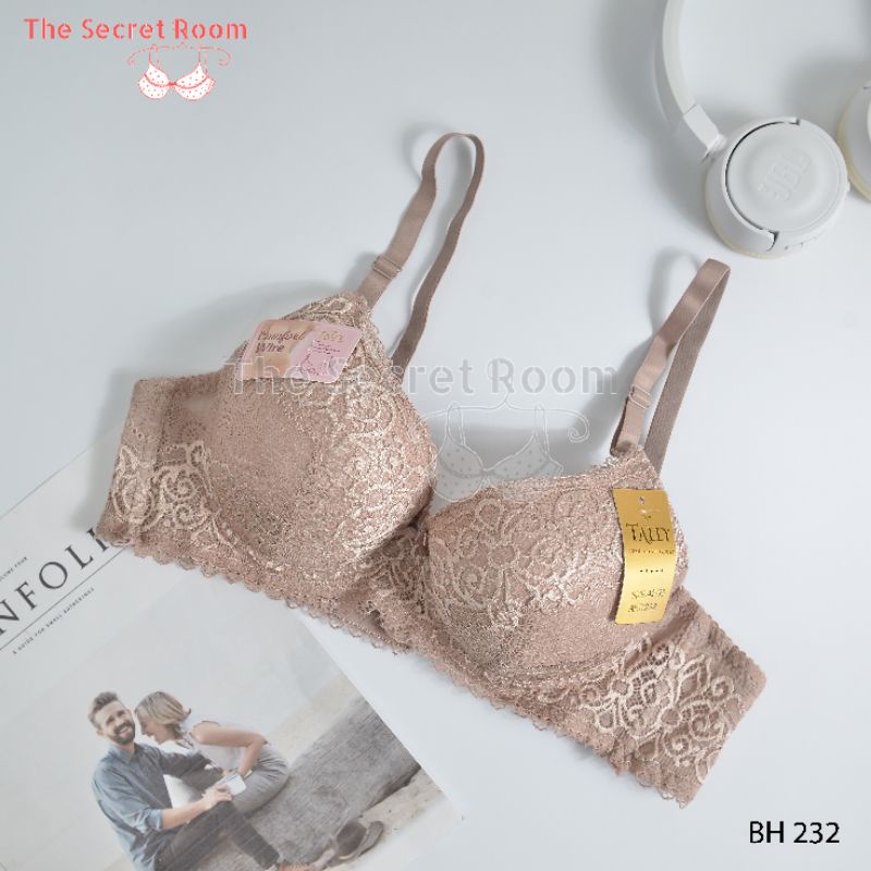 TALLY BRA BH 232 | CUP C | ADA KAWAT | BUSA TIPIS | KAIT 3 | BAHAN RENDA HALUS | SIZE 38 - 44