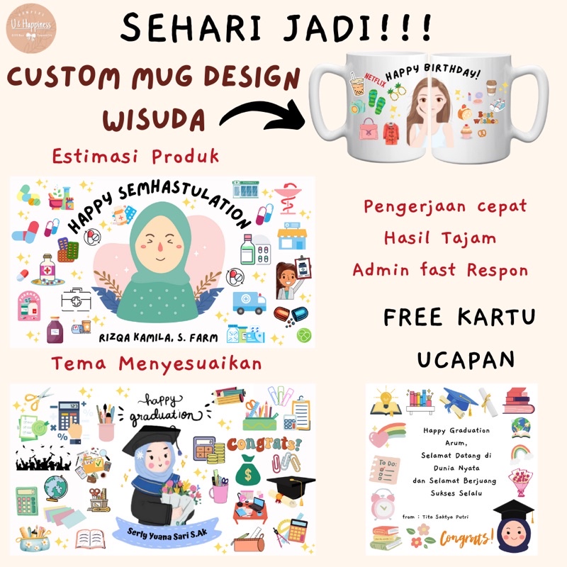 CUSTOM MUG DESAIN SUKA2 I KADO WISUDA | CUSTOM MUG WISUDA | CUSTOM MUG MURAH