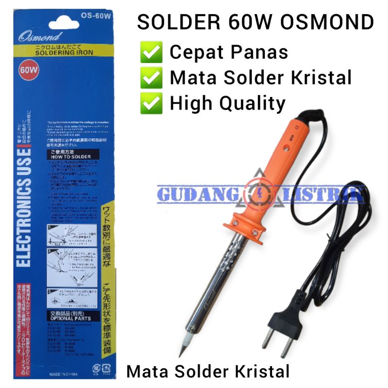 Solder Soldering Iron 60 Watt SHENG WEI Mata Runcing 6mm