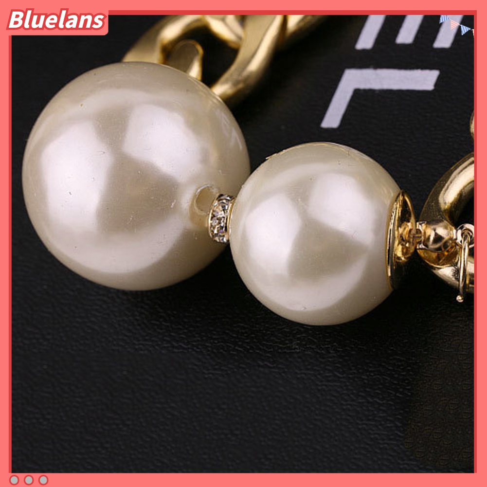 Bluelans Women Fashion Big Faux Pearls Curb Chain Choker Collar Statement Necklace