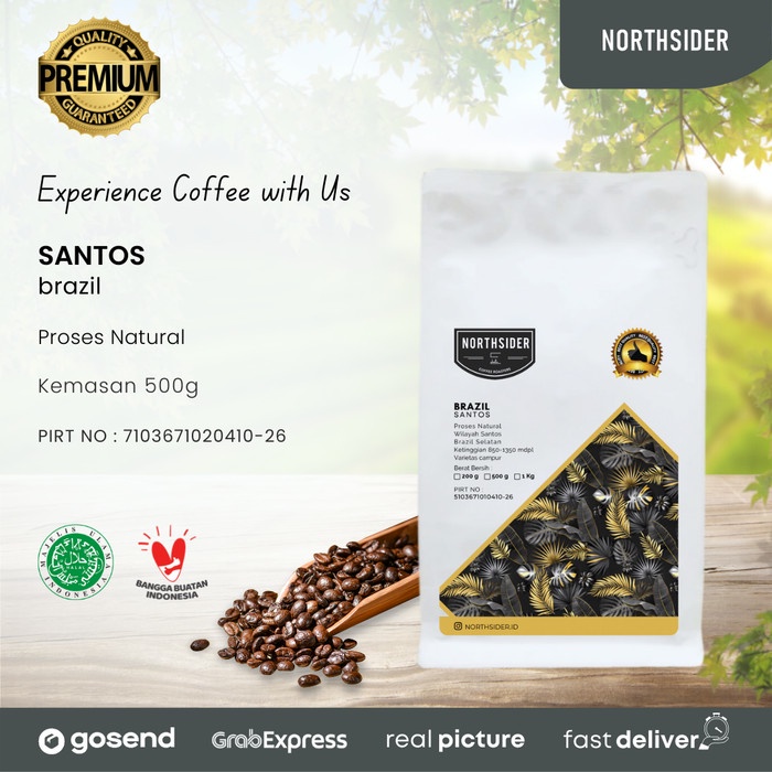 

BIJI KOPI ARABIKA BRAZIL SANTOS NATURAL - 500G NORTHSIDER COFFEE