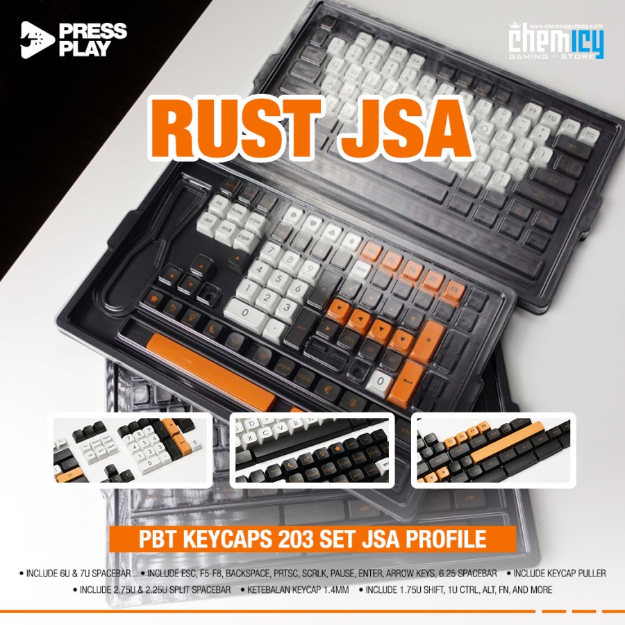 Press Play Rust PBT Keycaps 203 set JSA Profile