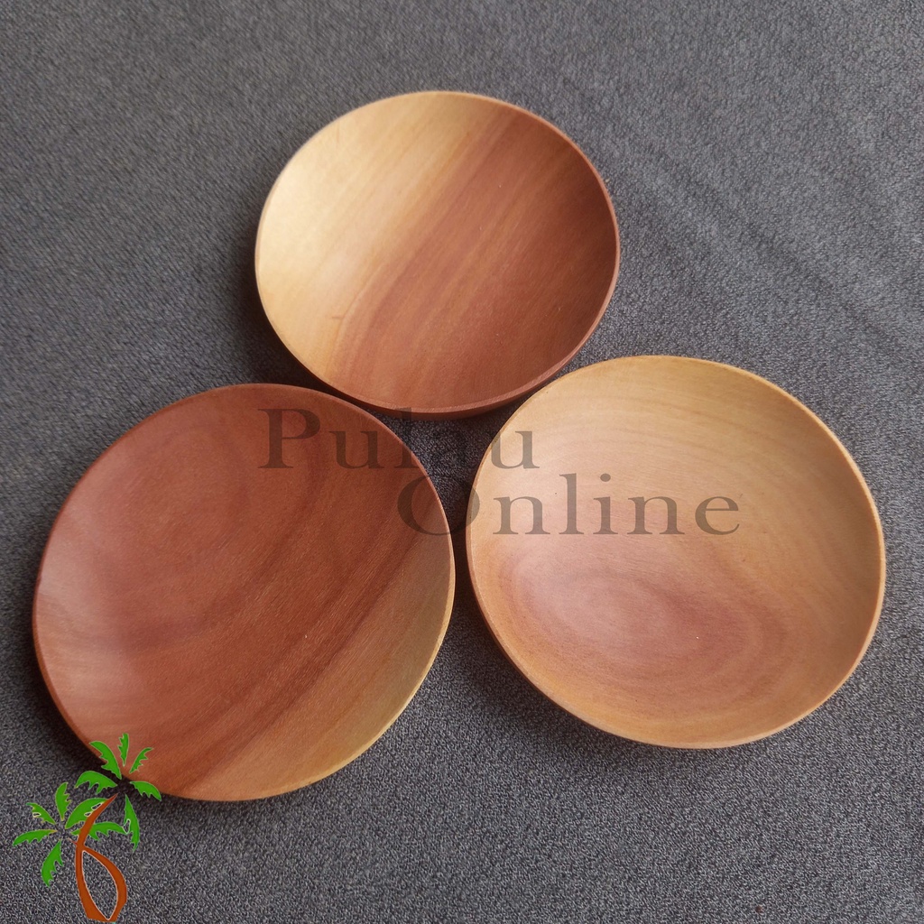 Pulau Online - Tempat sambal kayu diameter 8 cm - Piring sambal kayu - Piring saos