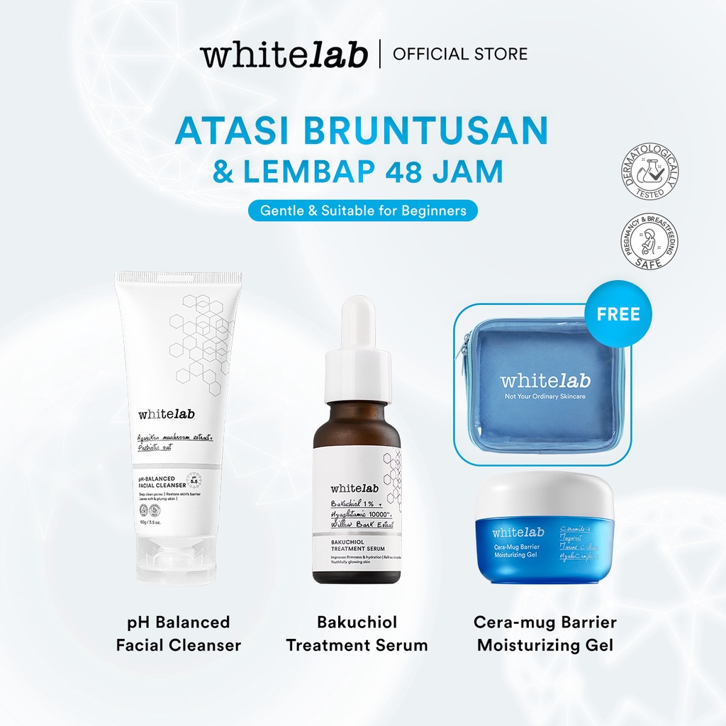 WHITELAB Paket Bundling Skincare 5in1 Brightening / Acne / Hydrating (Face Wash, Toner, Serum, Day Cream, Night Cream) Original BPOM