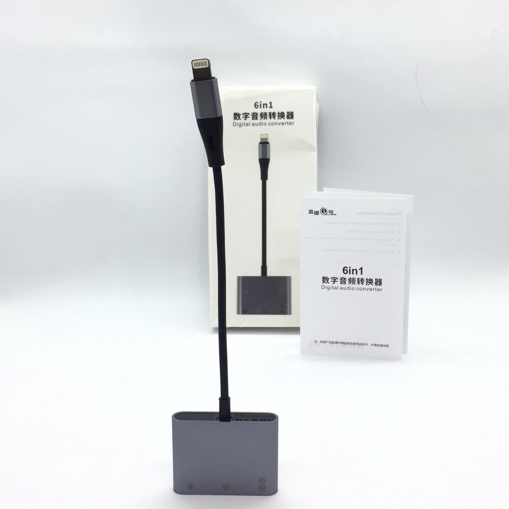 Converter Audio Digital Cable Adapter iPhone iPad Splitter Lightning to Dual Jack 3.5mm Headset 10cm PUBG Gaming FF Open Mic Sound Card Charger 8 Pin IOS Microphone Earphone