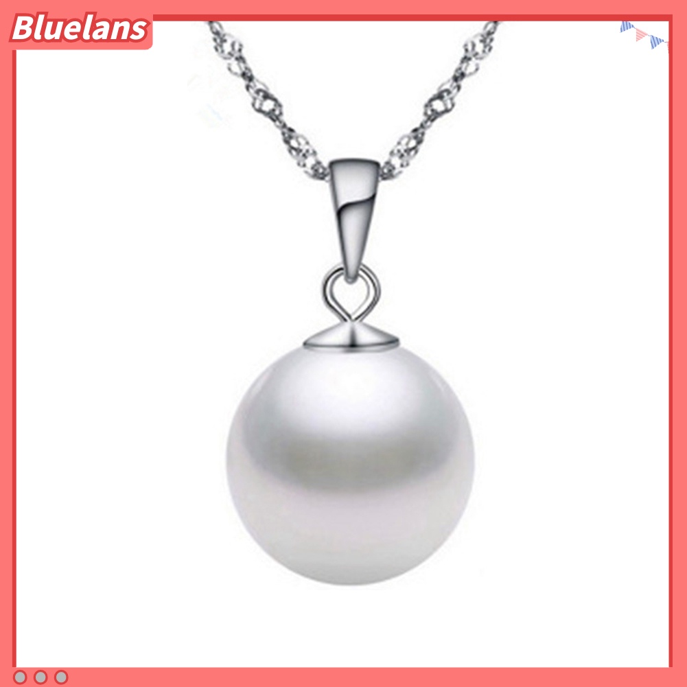 Bluelans Fashion Women Round Faux Pearl Pendant Necklace Party Long Chain Jewelry Gift