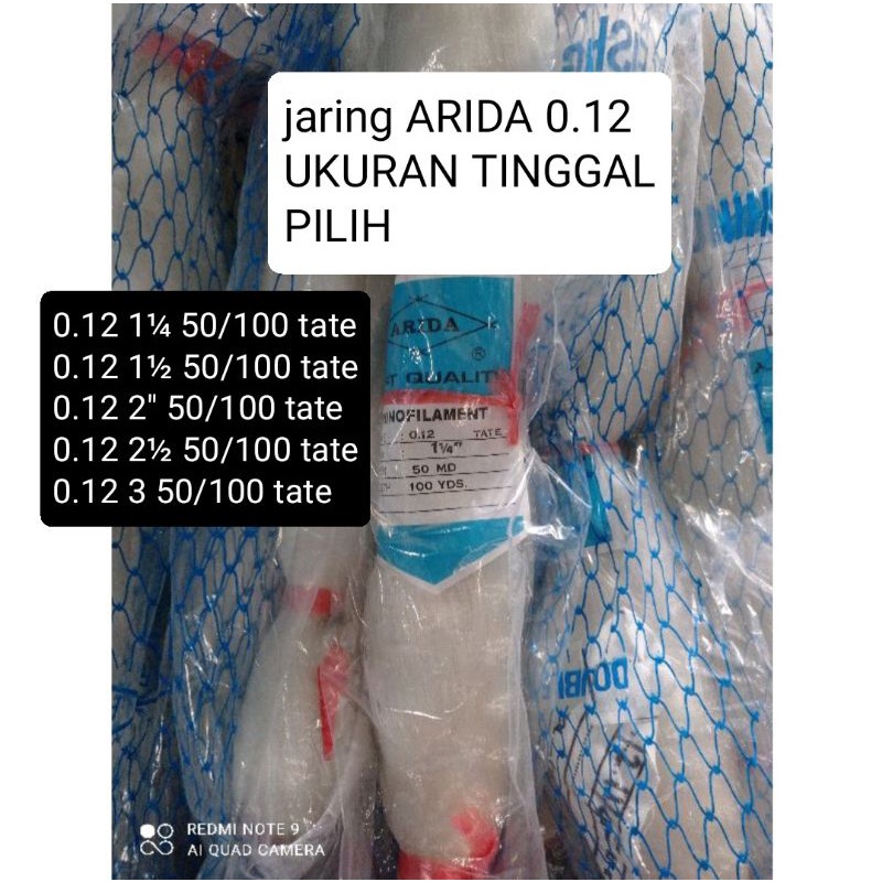 Jaring ikan arida 0.12 50md/100yds tate ukuran tinggal pilih pukat ikan jaring arida jaring ikan sen