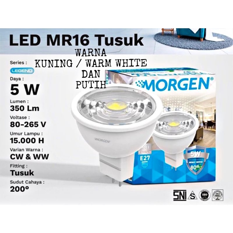 Lampu Spotlight LED MORGEN MR - 16 5 WATT Warm White Fitting Tusuk / Kaki