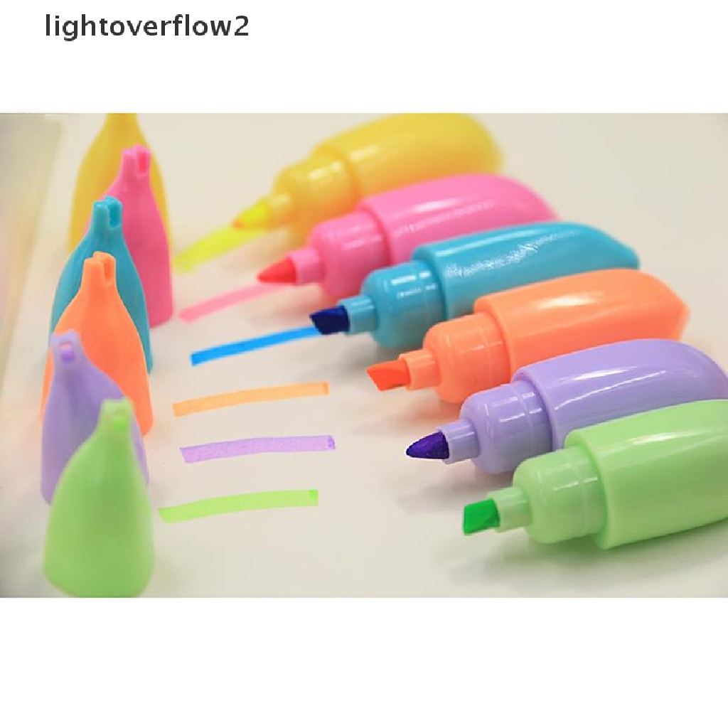 (lightoverflow2) 6pcs / Set Spidol Highlighter Warna-Warni Untuk Menggambar