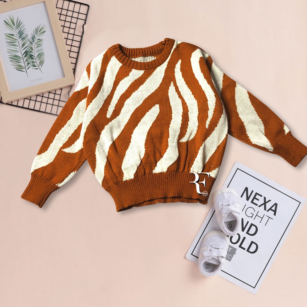 Sweater Blouse rajut anak motif zebra usia 1-6th