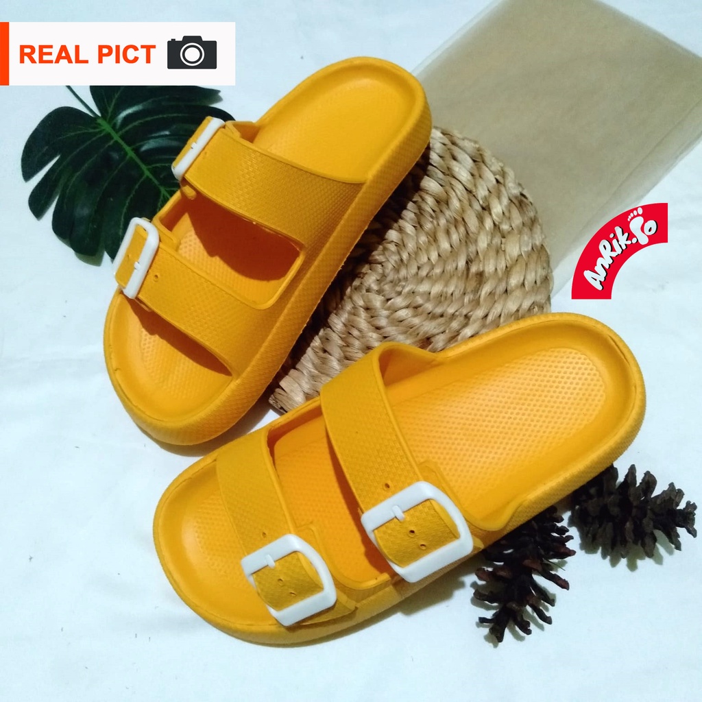 SANDAL WANITA CEWEK SELOP SLIP ON GESPER KOREA KOREAN STYLE EMPUK SANTAI RUMAH RUMAHAN ANTI SELIP AWET | SENDAL GESPER CEWE