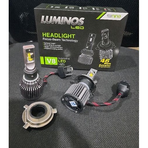 Lampu Utama Mobil LED LUMINOS 9NINE V8 H4 CSP 46 WATT Hi/low Extream BrighT