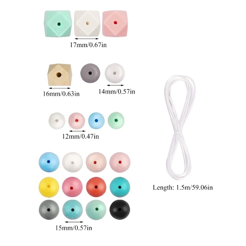 Zzz 100Pcs / Set Manik-Manik Silikon Bulat 12 / 14 / 15 / 16 / 17MM Food Grade Untuk DIY Gelang / Kalung / Dot Bayi