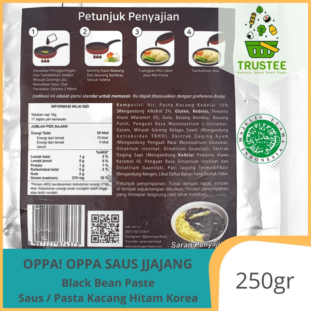 Oppa! Oppa Saus Jjajang / Chunjang Black Bean Paste Jajangmyeon Halal 250gr