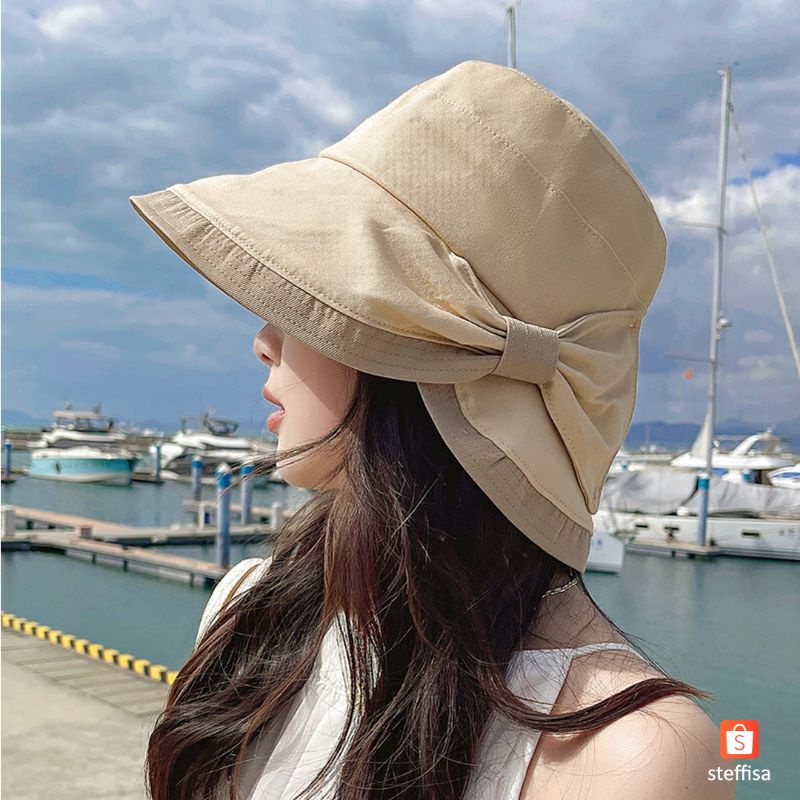 BUCKET HAT PITA SAMPING | topi wanita dewasa stylish cantik impor premium gaya Korea outdoor summer holiday ready stok cod