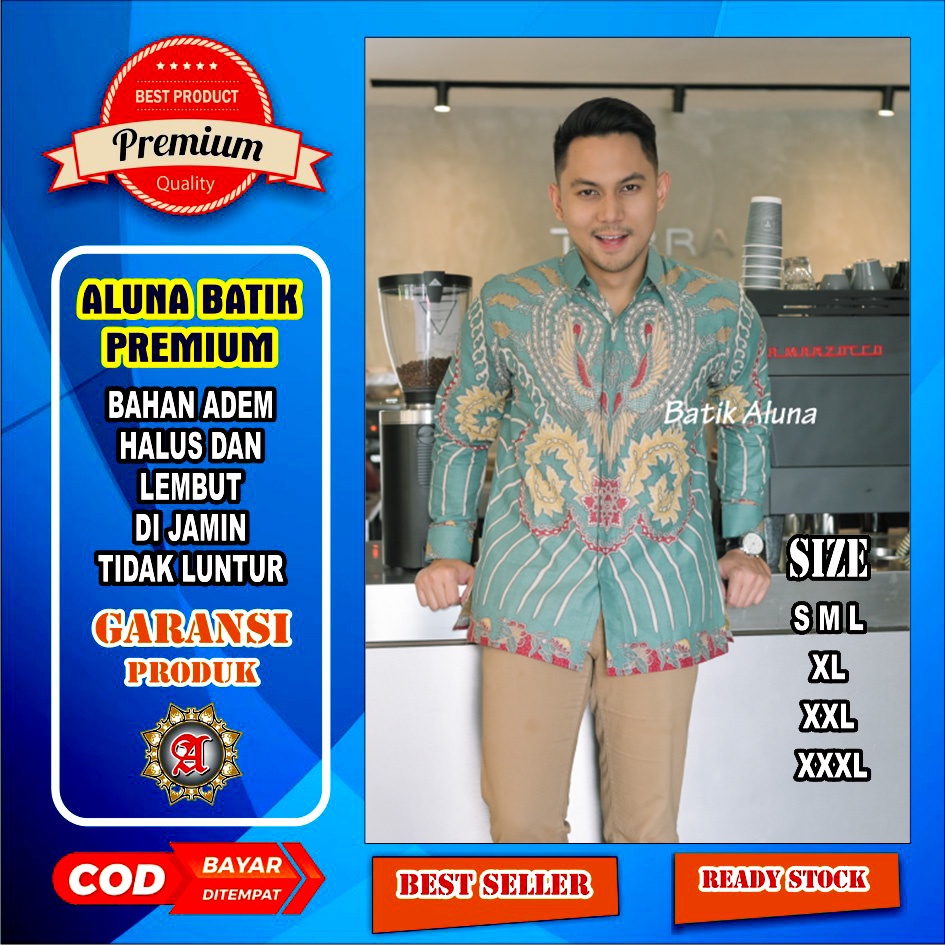 Baju Batik Pria Lengan Panjang Premium Batik Alisan Slimfitt Aluna BAF 116