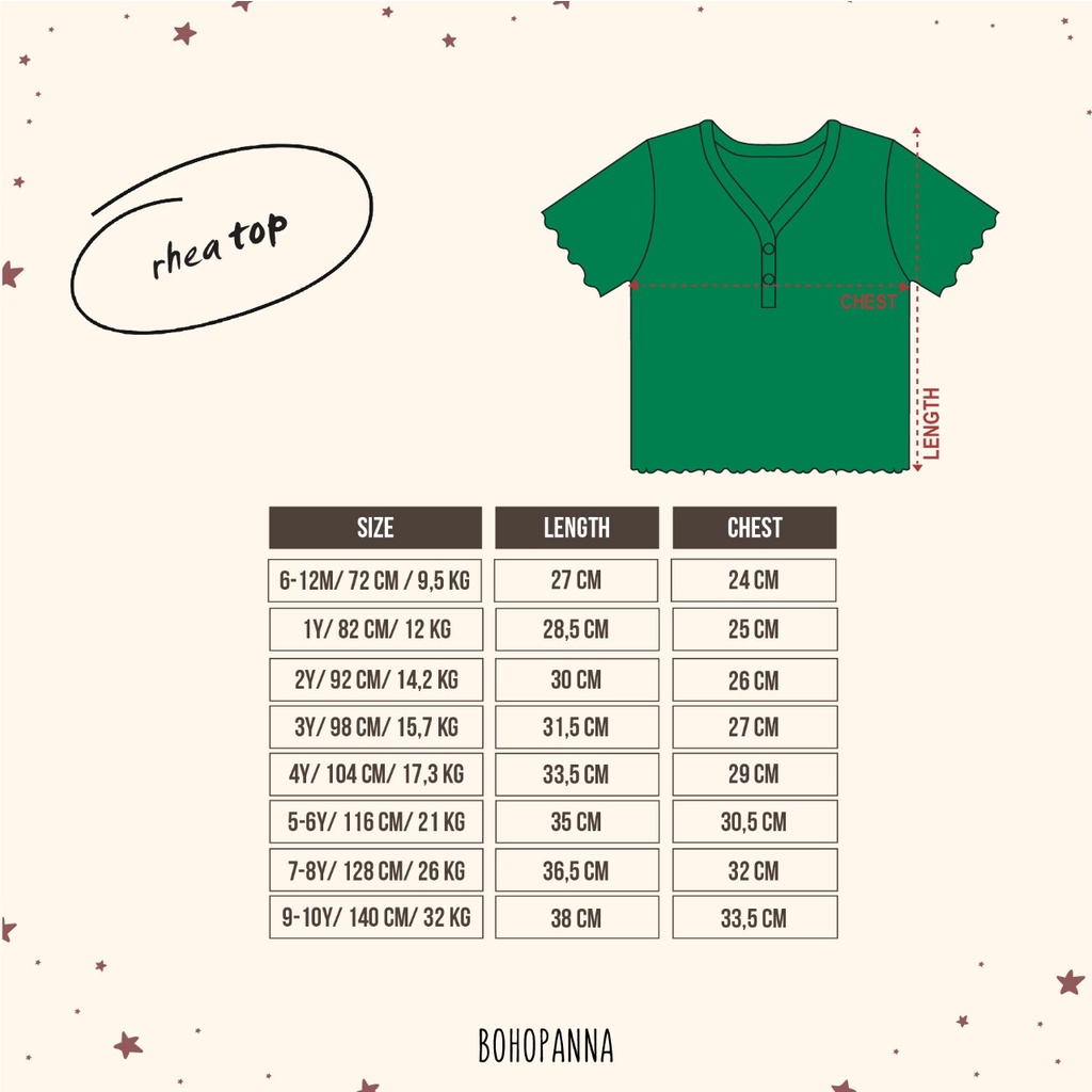 BOHOPANNA RHEA TOP/ CURLY CROP TOP / KAOS ANAK / BLUS ANAK PEREMPUAN