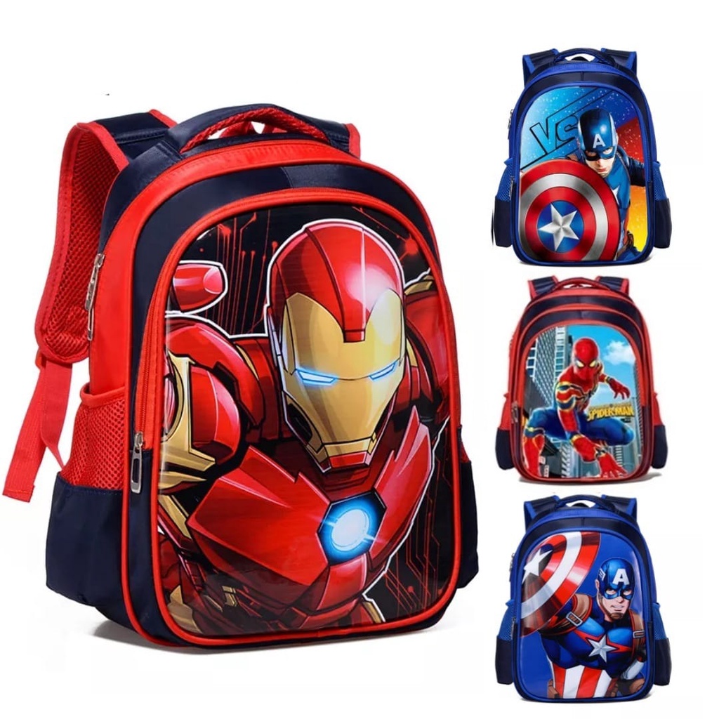 HOT SALE 10.10 - TAS SEKOLAH TK-SD ANAK LAKI-LAKI TAS RANSEL MARVEL AVENGERS ANIMA SUPERHERO | RANSEL PUNGGUNG ANAK SEKOLAH | RANSEL IRONMAN/CAPTAIN AMERICA - RANSEL REMAJA/PRIA/ANAK-ANAK