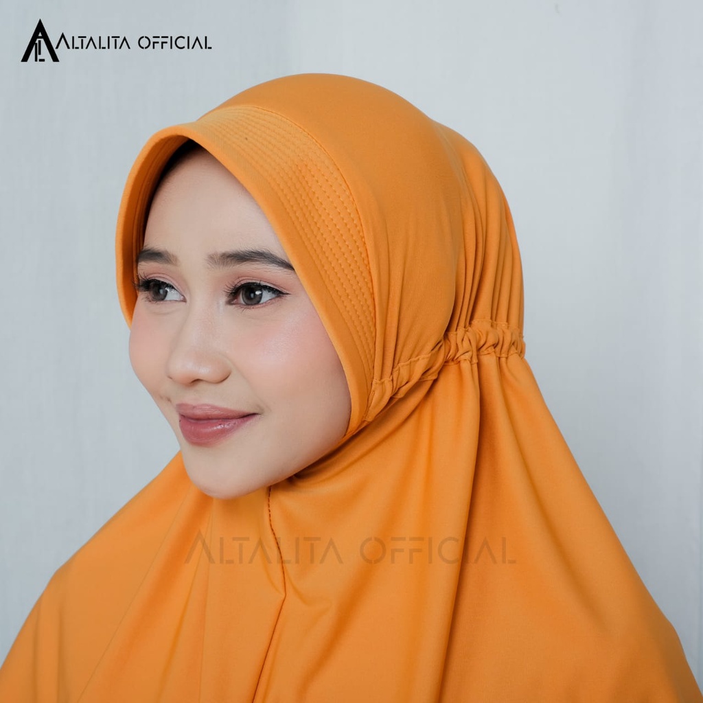 Altalita - Jilbab Bergo Instan Serut Jokowi Menutup Dada pet Antem Polos Bahan Jersey Premium Cocok untuk Sekolah Olahraga Volly Futsal Senam dan Sehari-hari