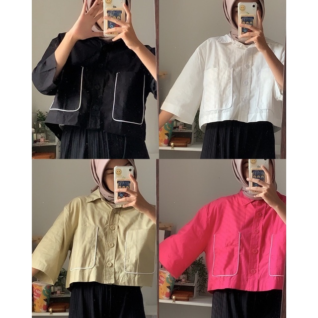 BEFAST - ZRX OOTD Kemeja Crop Wanita DEWIAN / ZORA TOP / Hem Crop Model Terbaru / Pakaian kekinian Remaja Wanita ABG / Kemeja Bisa Di Jadikan Outer / Fashion Ala Wanita Korean Style / Kemeja Crop Polos Trendy / Hem Lengan 3/4