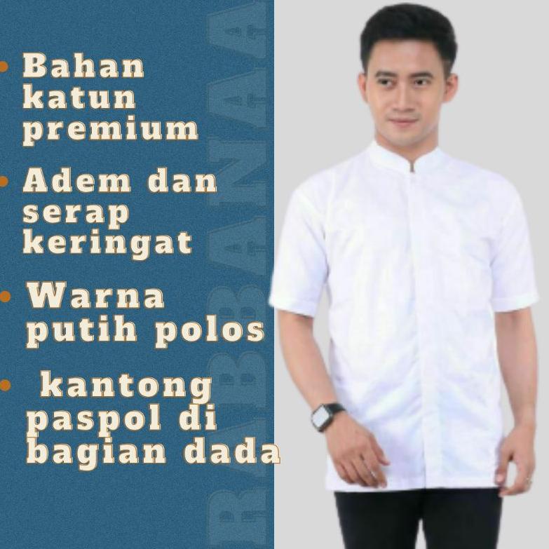 [KODE M6715] BAJU KOKO HABAIB PUTIH POLOS LENGAN PENDEK