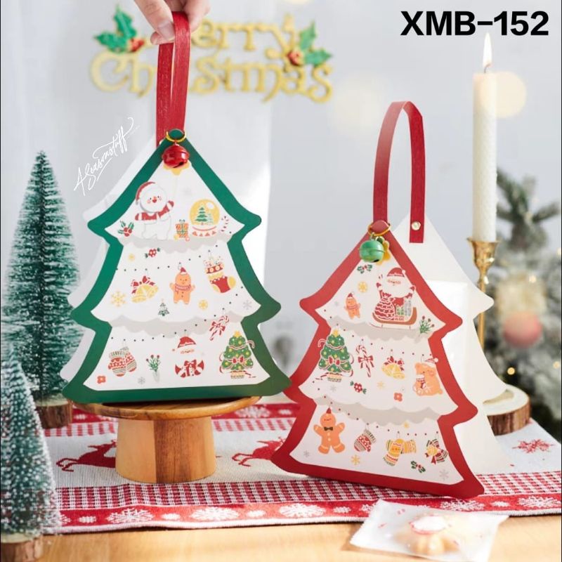 XMB-152 Box Natal Dus Natal Kemasan Kue Natal Dengan Tali Jinjing Christmas Box Packaging | Box Pack