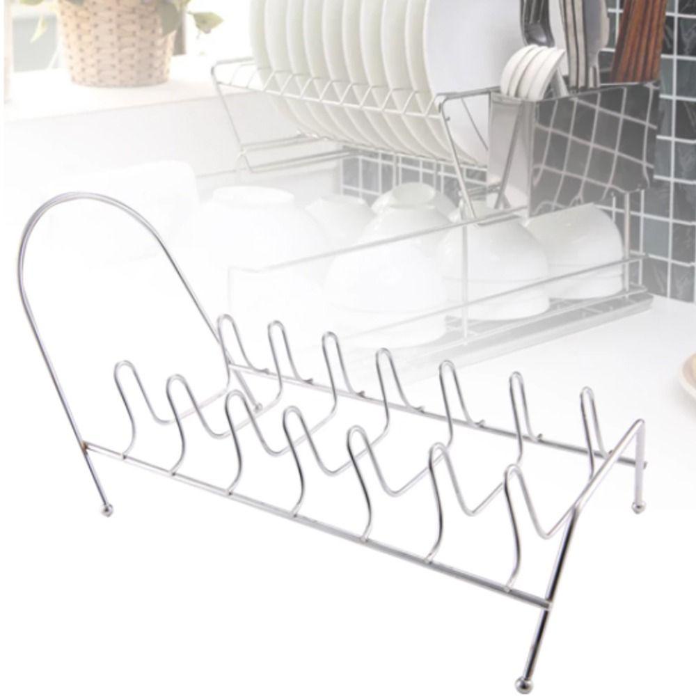 [Elegan] Rak Piring Masak Tahan Karat Drying Stand Dish Drying Kitchen Organizer Draining Plates Slot