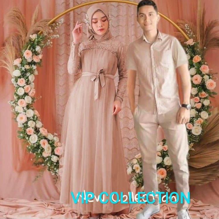 Harga Bersahabat AC - Couple Mikayla/Dress Muslim/Baju Pasangan Muslim/Gamis Muslimah Terbaru/Gaun P