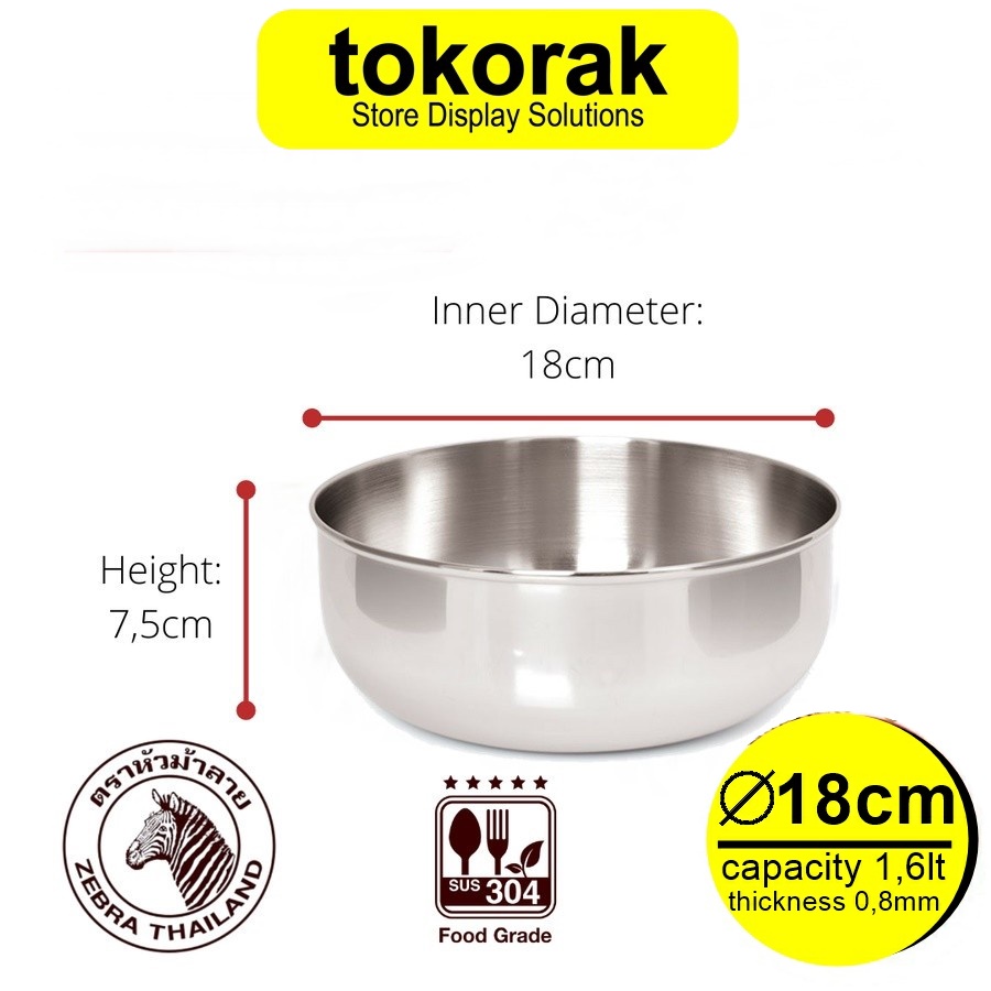 WATER BOWL 18 CM ZEBRA 111018 - MANGKOK STAINLESS - MANGKOK KOBOKAN