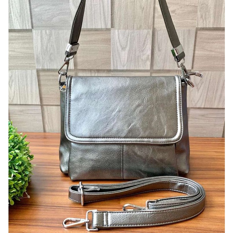 TAS WANITA IMPORT 2 TALI BAHAN KULIT TAS SELEMPANG FASHION