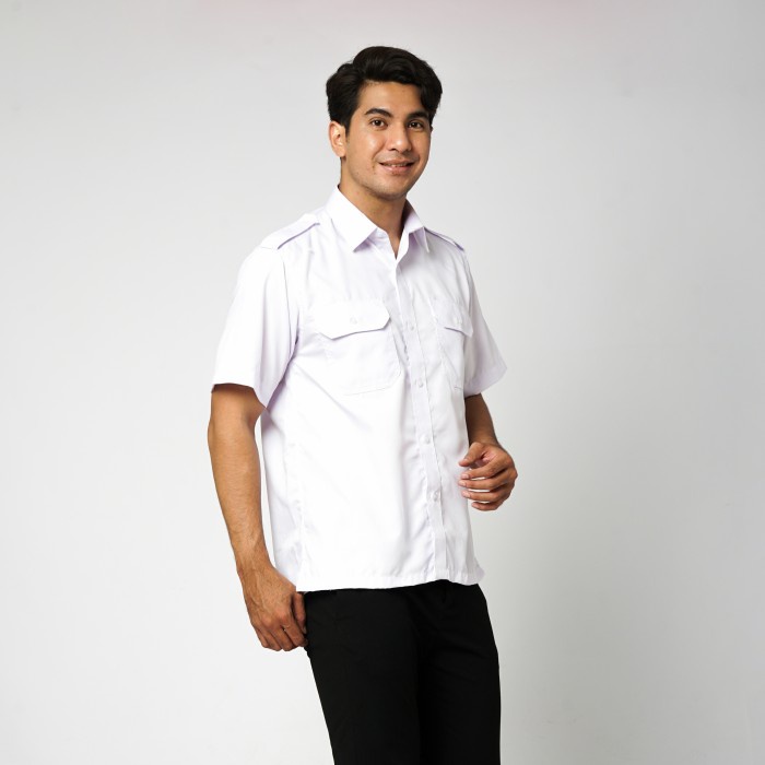 KEMEJA PRIA Kemeja Pilot Santa Ricci Pria Putih Pendek Kantong 2 Pangkat Oxford Uz - Putih, S JUMBO 