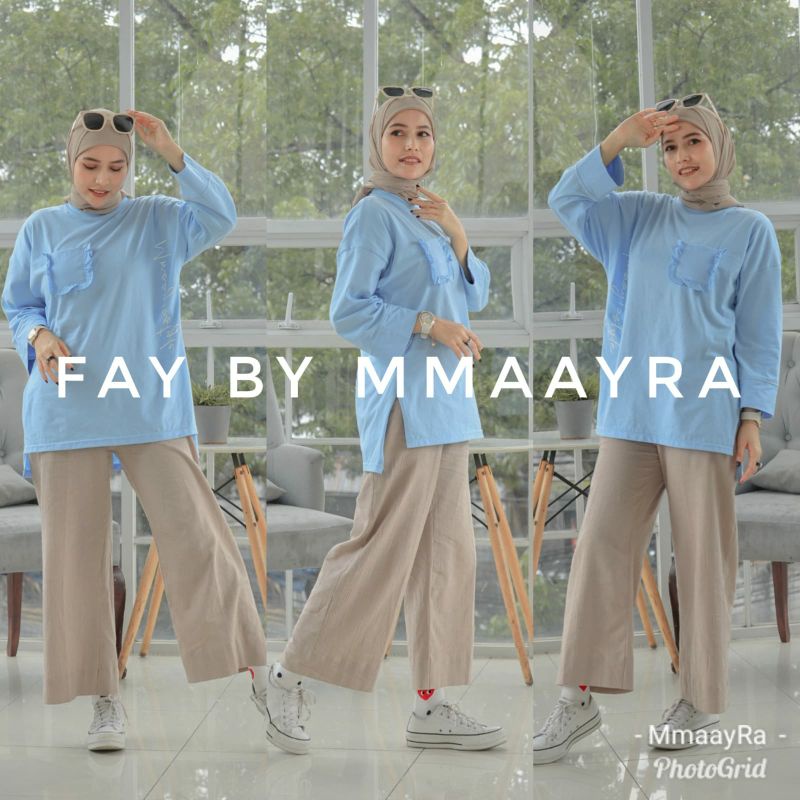 fay by mmaayra setelan kaos dan celana kaos oversize kaos combed linen crinkle