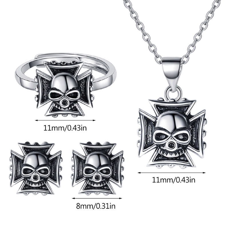 Anting Stud Bentuk Tengkorak Gaya Retro Punk Gothic Untuk Unisex