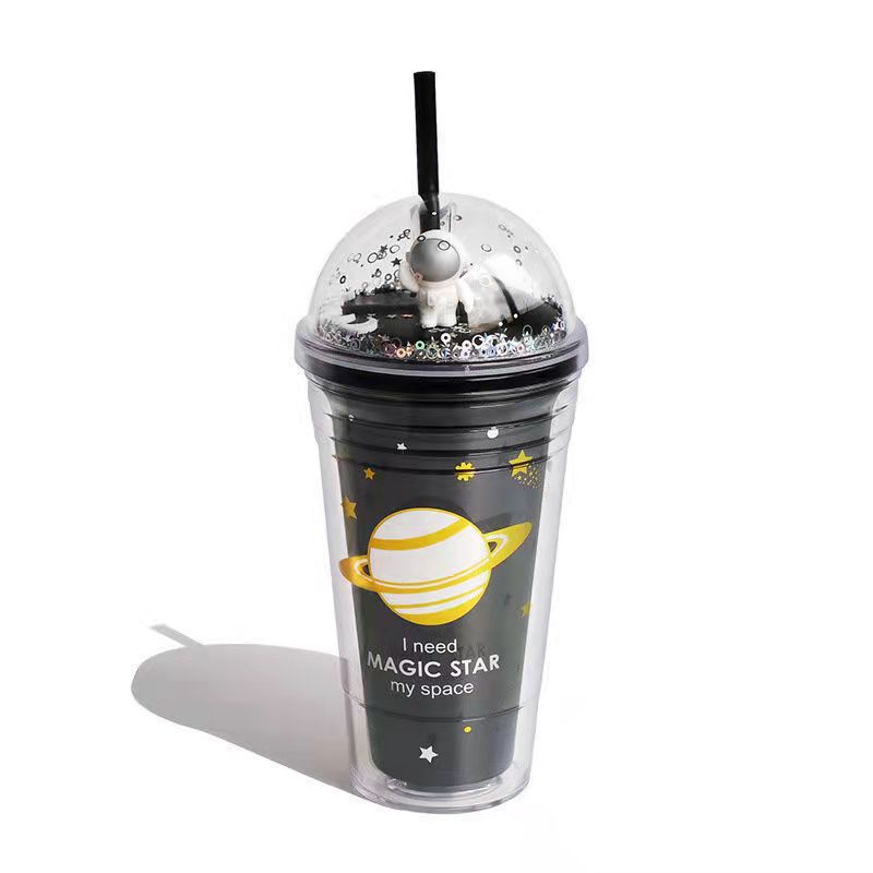 Botol Minum 450ml Tumbler Astronaut Gelas Botol Minum Air Sedotan