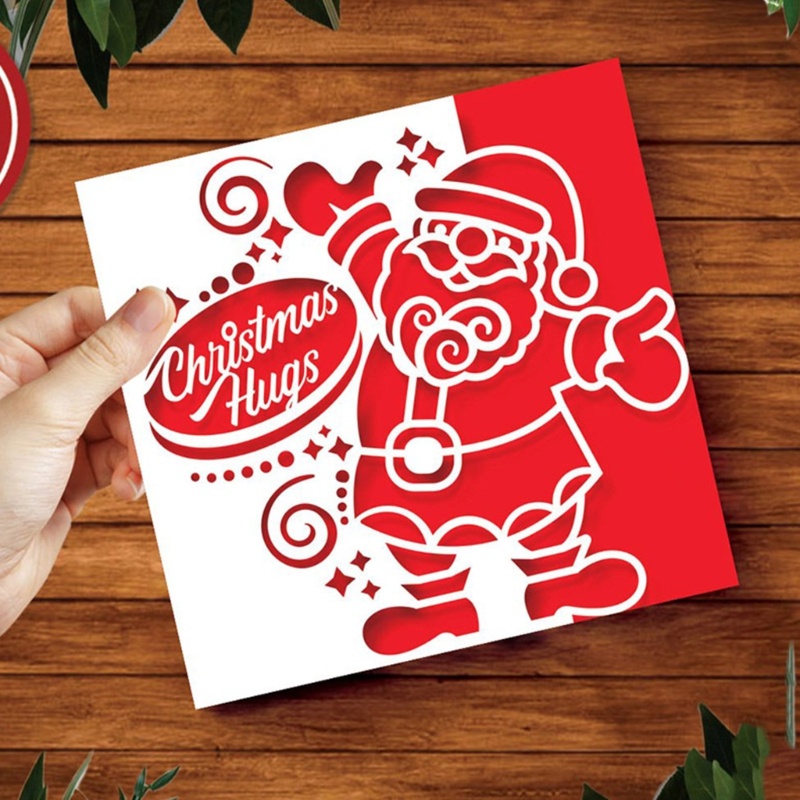 Cetakan Stensil Cutting Dies Motif Santa Claus Bahan Metal Untuk Scrapbook / Craft DIY / Kartu