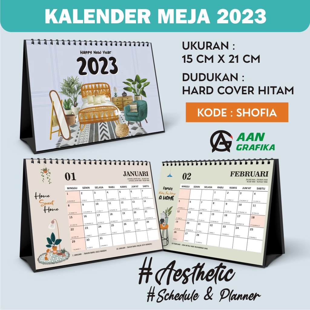 Jual Kalender Meja 2023 Kalender Duduk 2023 Kalender Aesthetic Kode