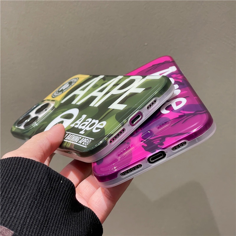 Soft case Transparan Motif Camo Untuk iphone 14promax 14pro 13promax 12 11promax