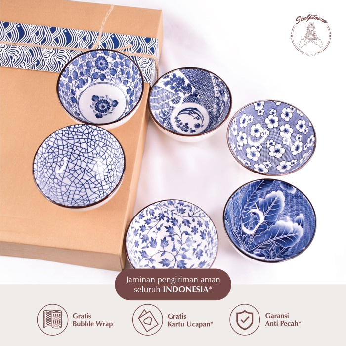 

[COD] Gift Set / Hampers Mangkok Keramik Jepang isi 6 - MJI6P1