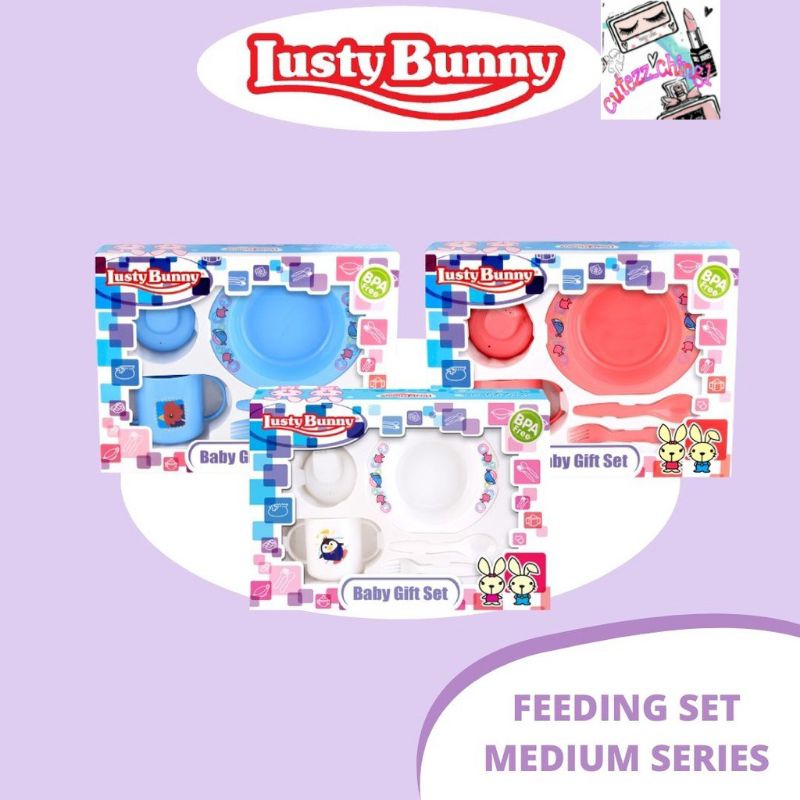 ☃Cutezz_Ching☃Lusty Bunny  Baby Feeding Gift Set Alat Makan Bayi