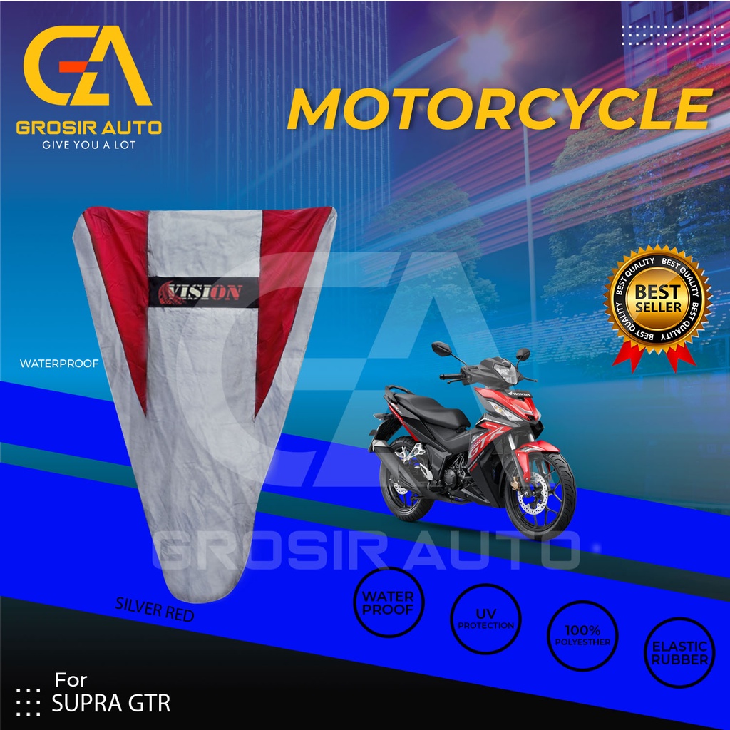 Cover Motor / Pelindung Sarung Motor / Penutup Motor Supra GTR Vision Silver Merah Waterproof