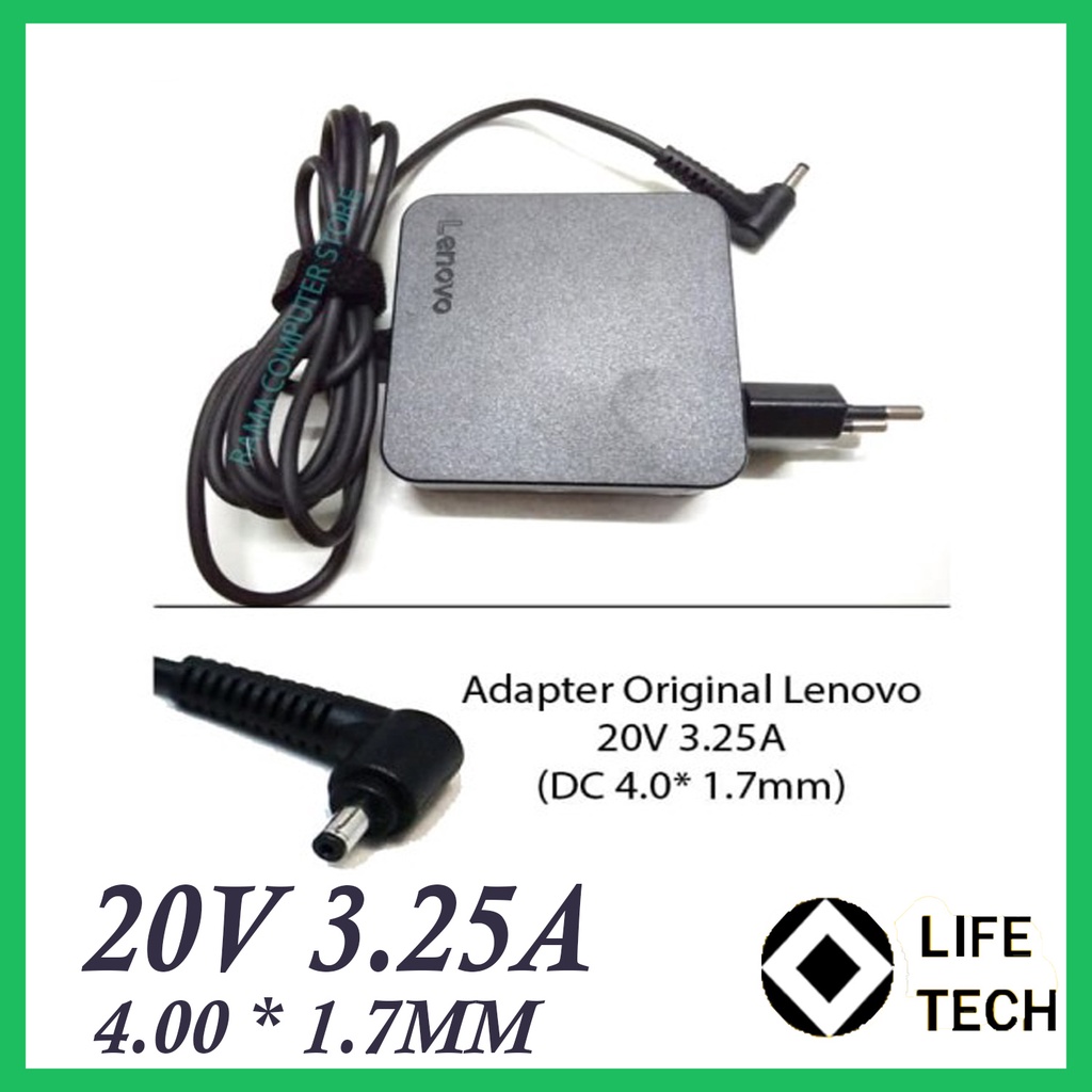 AC Adaptor Laptop Lenovo 20V 3.25A 65W (4.0*1.7mm) Plug in Lenovo IdeaPad 710s Series 510s Series 510 Series 310 Series 110 Series 100 Series 100s Series / YOGA 710 510 Series / Flex 4 PLUS SERIES