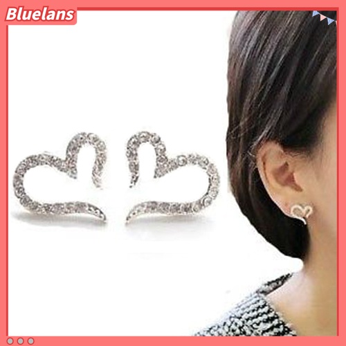 Anting Stud Kristal Berlian Imitasi Bentuk Hati Untuk Wanita