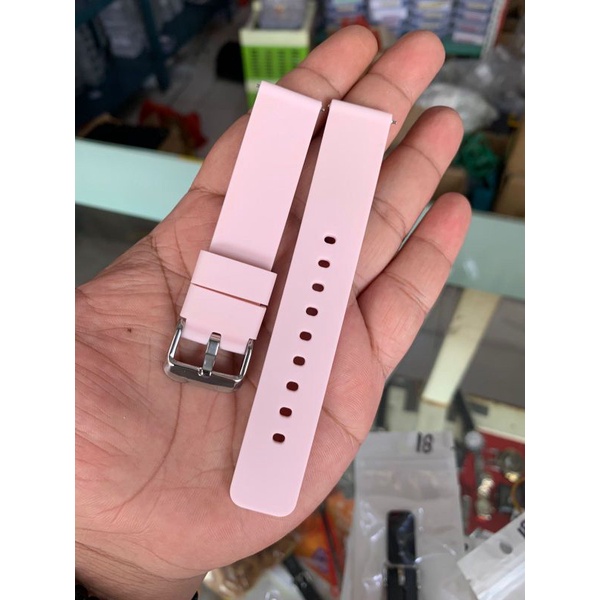 Strap Tali Jam Tangan Silikon Soft pink 9909 18mm